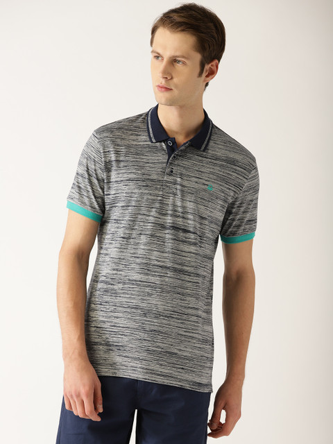 

United Colors of Benetton Men Grey Solid Polo Collar T-shirt