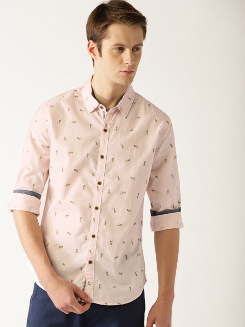 

United Colors of Benetton Men Pink Slim Fit Printed Casual Shirt