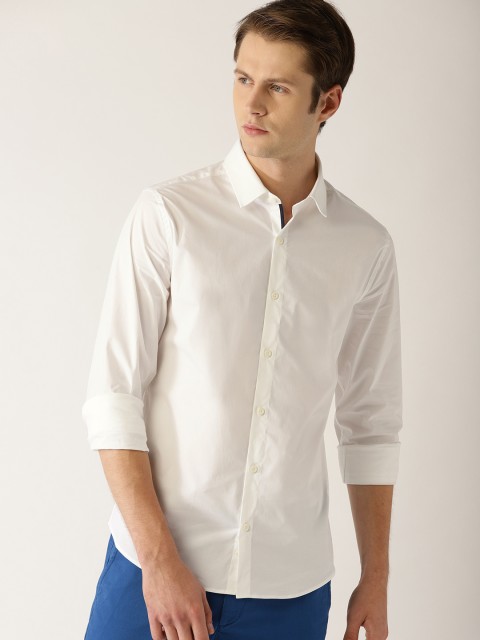 

United Colors of Benetton Men White Regular Fit Solid Casual Shirt