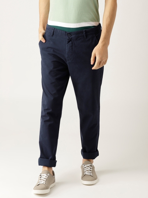 

United Colors of Benetton Men Navy Blue Slim Fit Solid Chinos