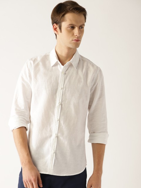 

United Colors of Benetton Men White Slim Fit Solid Casual Shirt