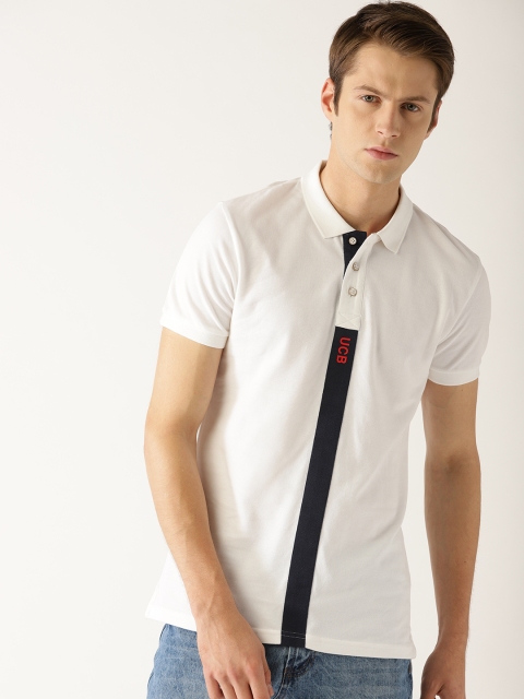 

United Colors of Benetton Men White Solid Polo Collar T-shirt