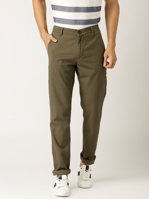 

United Colors of Benetton Men Olive Green Slim Fit Solid Chinos