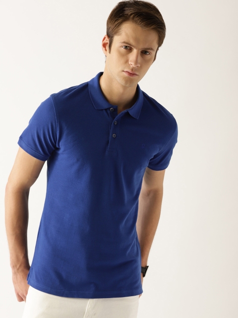 

United Colors of Benetton Men Blue Solid Polo Collar T-shirt