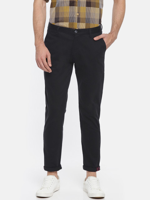 

Ruggers Men Black Modern Slim Fit Solid Chinos