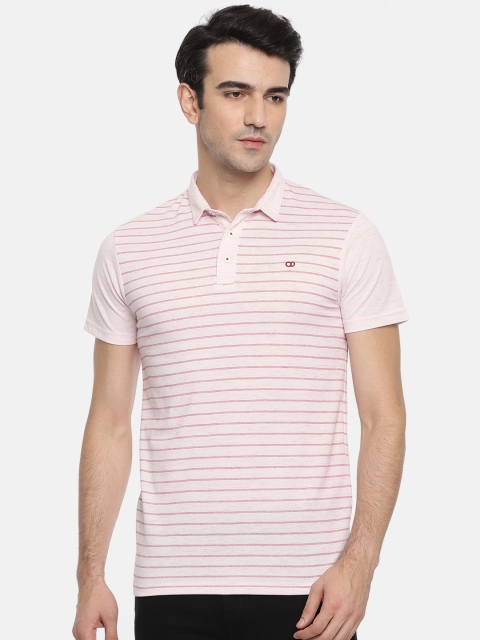 

Ruggers Men Pink Striped Polo Collar T-shirt