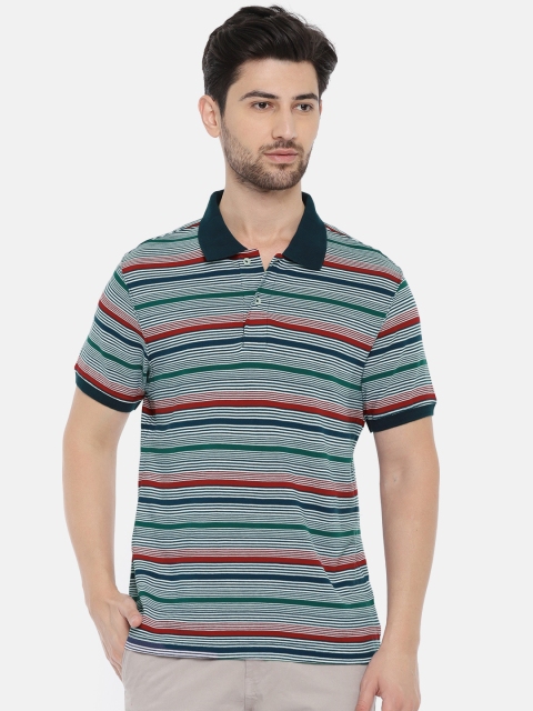 

Ruggers Men Navy Blue & Red Striped Polo Collar T-shirt