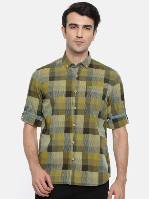 

Ruggers Men Mustard Yellow & Brown Regular Fit Checked Casual Shirt