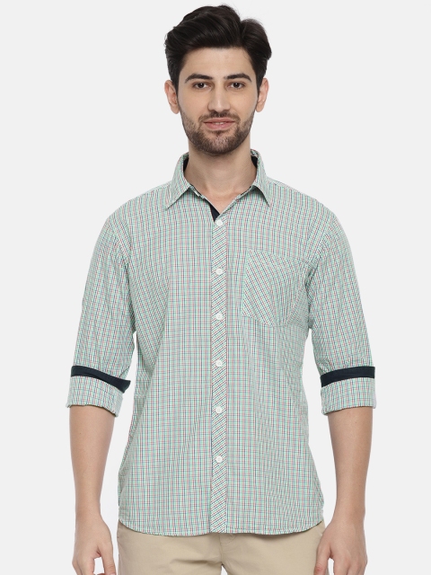 

Ruggers Men Green & White Regular Fit Checked Casual Shirt