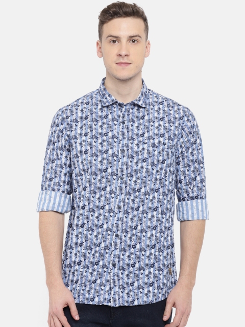 

Newport Men Blue & White Regular Fit Striped Casual Shirt