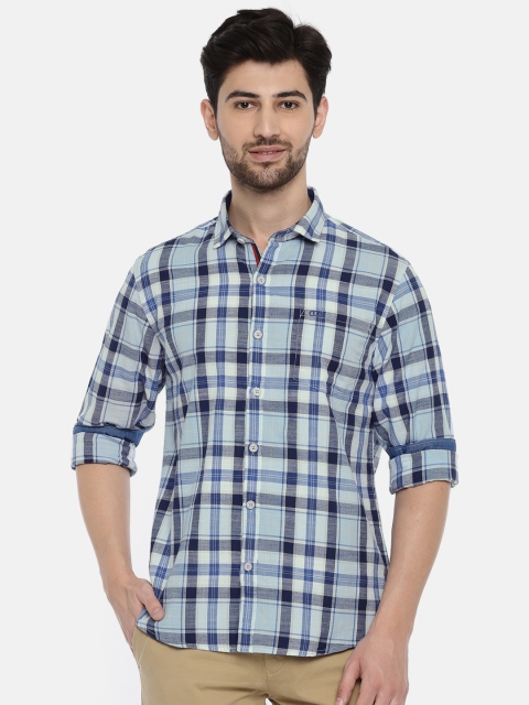 

Ruggers Men Blue Contemporary Fit Checked Casual Shirt