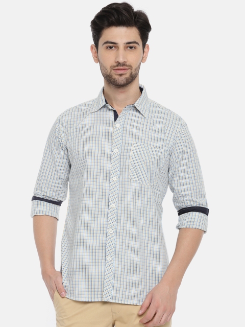 

Ruggers Men White & Blue Regular Fit Checked Casual Shirt