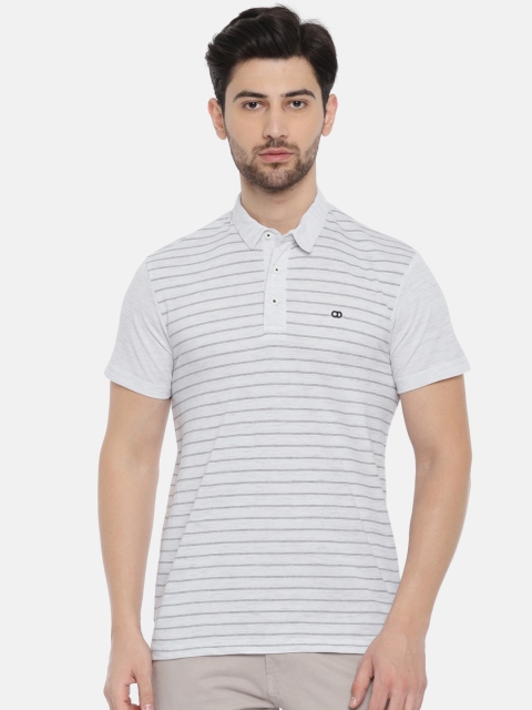 

Ruggers Men Grey Striped Polo Collar T-shirt