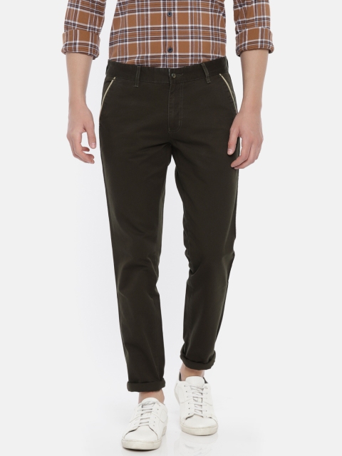 

Ruggers Men Olive Green Regular Fit Solid Chinos
