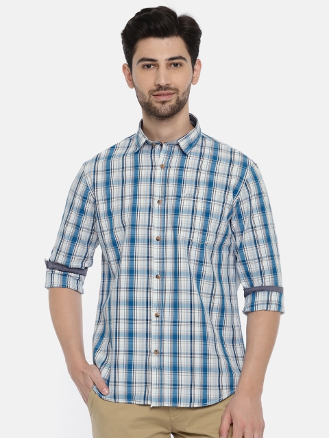 

Ruggers Men Blue Regular Fit Checked Casual Shirt