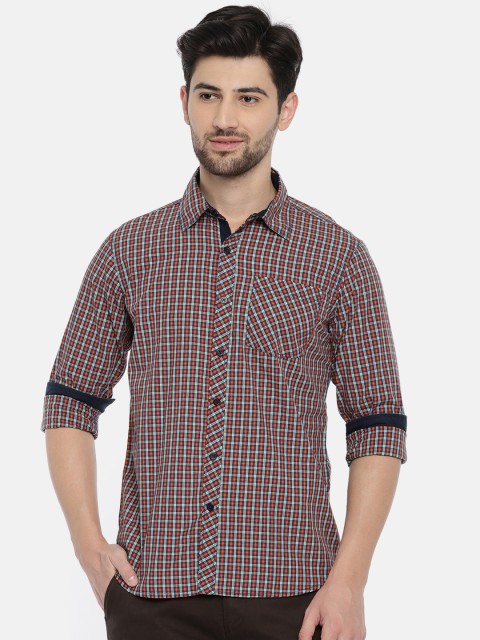

Ruggers Men Red & Green Regular Fit Checked Casual Shirt