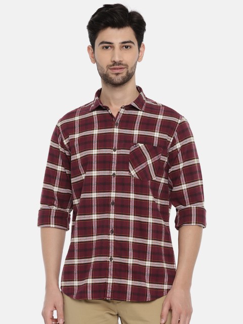 

Ruggers Men Maroon Contemporary Fit Checked Casual Shirt