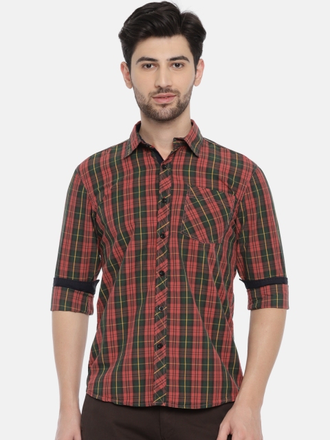 

Ruggers Men Rust & Green Regular Fit Checked Casual Shirt