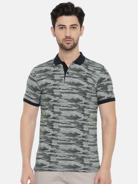 

Ruggers Men Grey & Navy Blue Self Design Polo Collar T-shirt