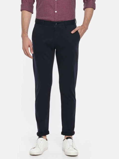 

Ruggers Men Navy Blue Slim Fit Solid Chinos