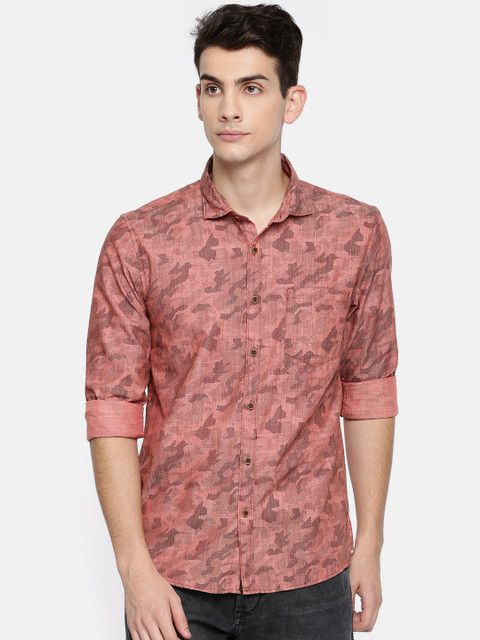 

Newport Men Rust Red Printed Casual Shirt