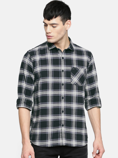 

Ruggers Men Black & Grey Regular Fit Checked Casual Shirt