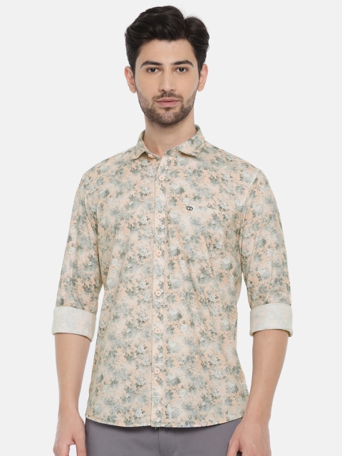 

Ruggers Men Peach-Coloured & Blue Regular Fit Printed Casual Shirt