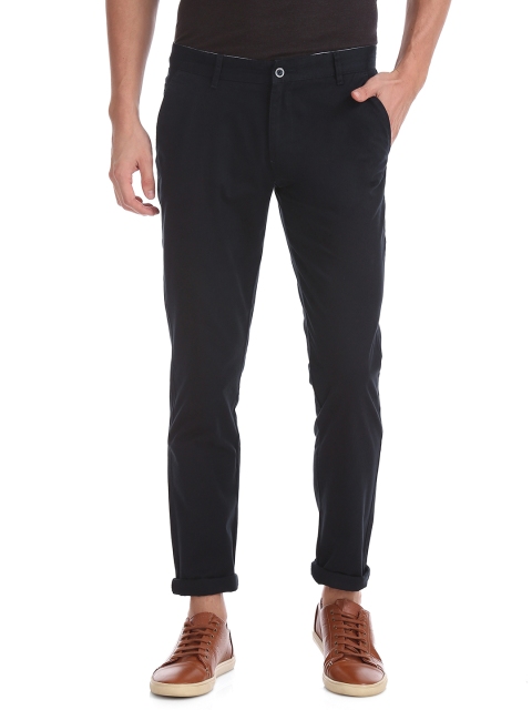

Ruggers Men Navy Blue Slim Fit Solid Chinos