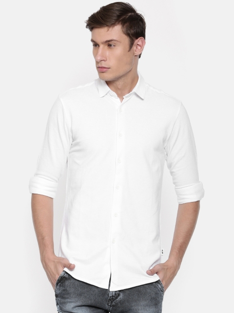 

Jack & Jones Men White Slim Fit Solid Casual Shirt