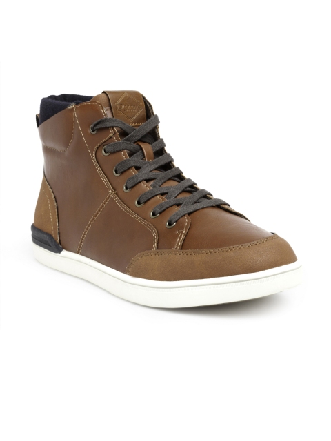 

Dune London Men Brown Solid Mid-Top Sneakers