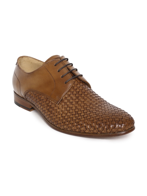 

Dune London Men Brown Leather Textured Formal Oxfords