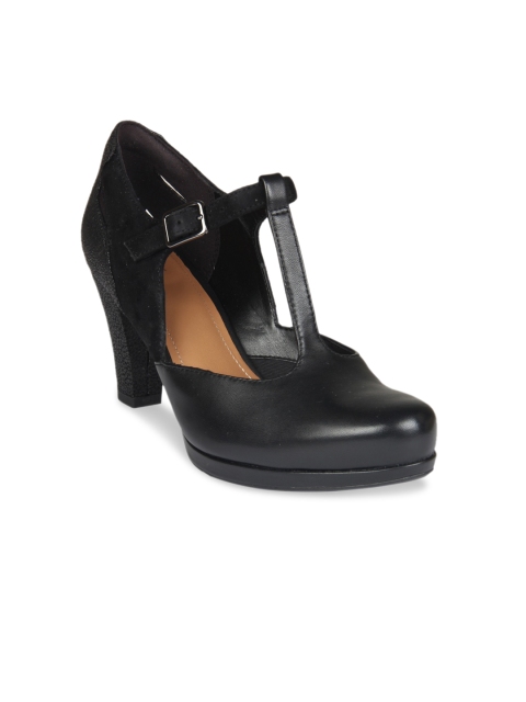 

Clarks Women Black Solid Leather Pumps