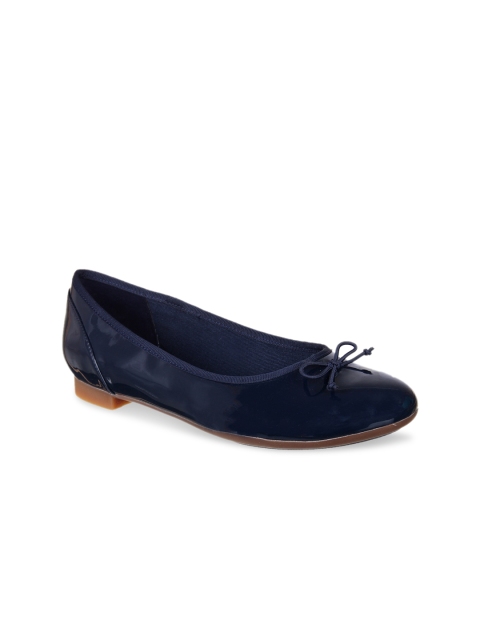 

Clarks Women Navy Blue Solid Synthetic Ballerinas