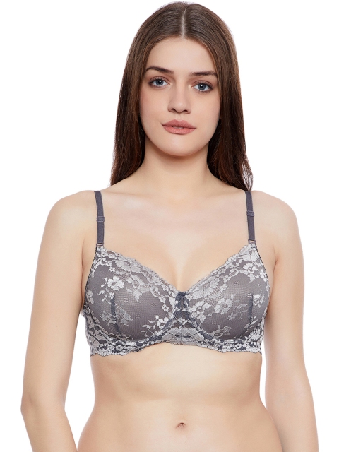 

Clovia Lace Padded Underwired Multiway Push-Up Bra, Grey