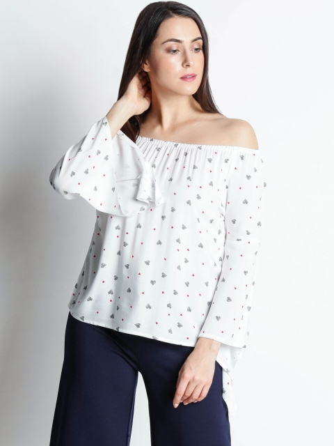 

Honey by Pantaloons Women Off-White Printed Bardot Top