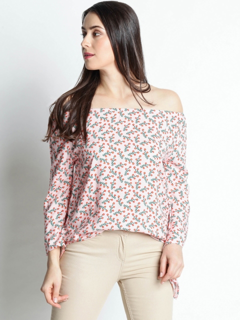 

Honey by Pantaloons Women Pink Printed Bardot Top