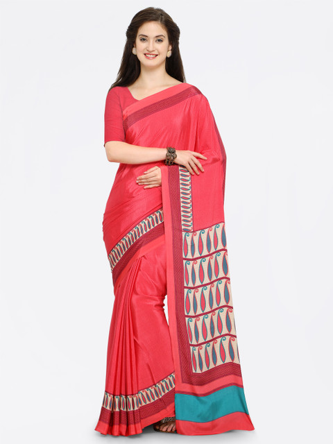 

Saree mall Pink Printed Poly Crepe Saree
