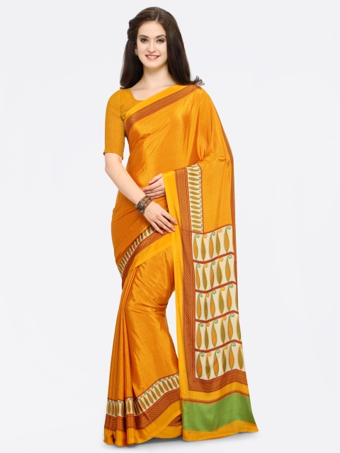 

Saree mall Mustard Printed Poly Crepe Saree