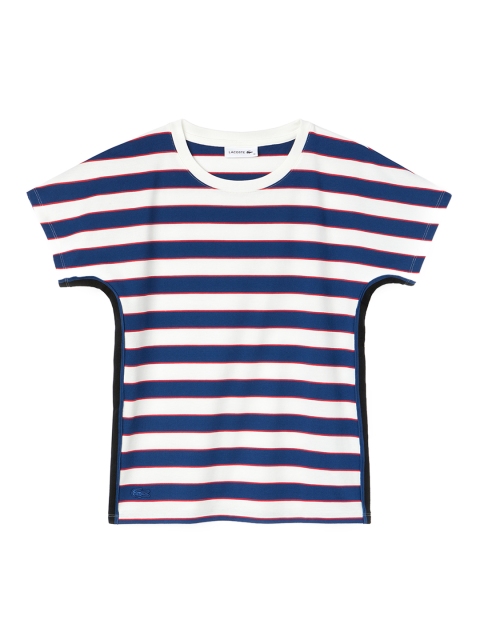

Lacoste Women White Striped Round Neck T-shirt