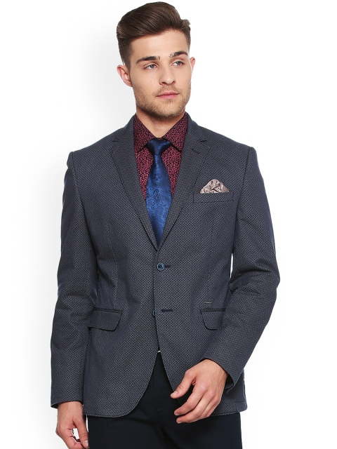 

Van Heusen Navy Blue Single-Breasted Formal Blazer