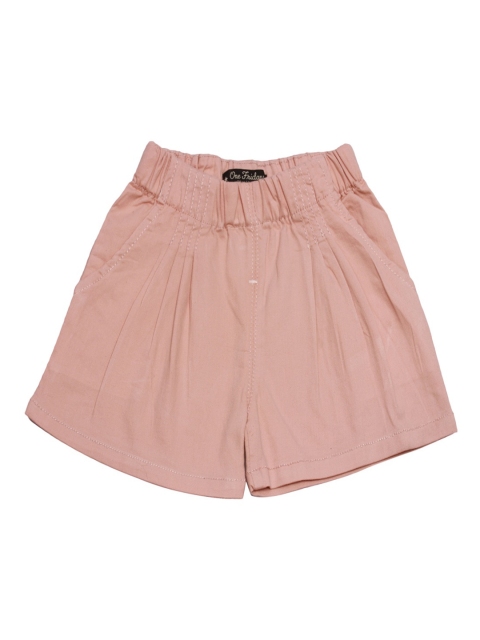 

One Friday Girls Peach-Coloured Solid Regular Shorts