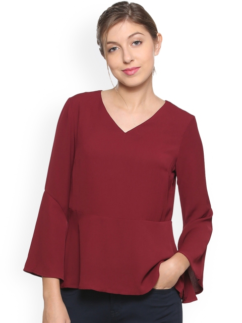 

Allen Solly Woman Maroon Solid Peplum Top
