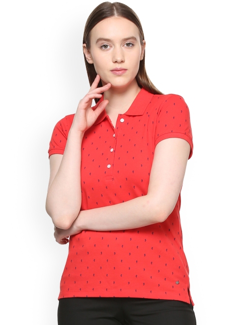 

Allen Solly Woman Red Printed Polo Collar T-shirt