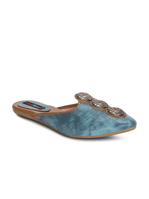 

Get Glamr Women Blue Solid Synthetic Mojaris
