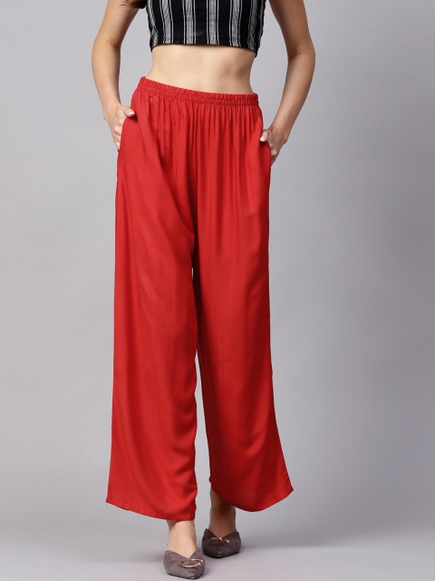 

GERUA Women Red Solid Straight Palazzos