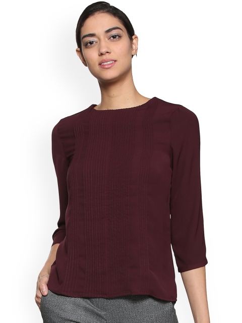 

Van Heusen Woman Maroon Self Design Top