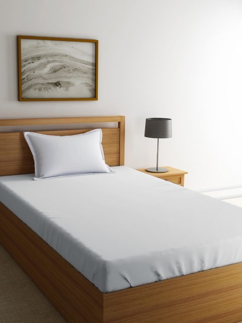 

Dreamscape White Solid Flat 200 TC Cotton 1 Single Bedsheet with 1 Pillow Covers