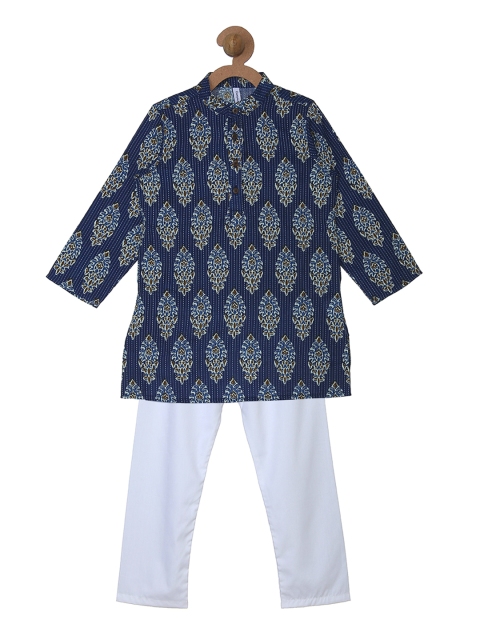 

Campana Boys Navy Blue & White Printed Kurta with Pyjamas