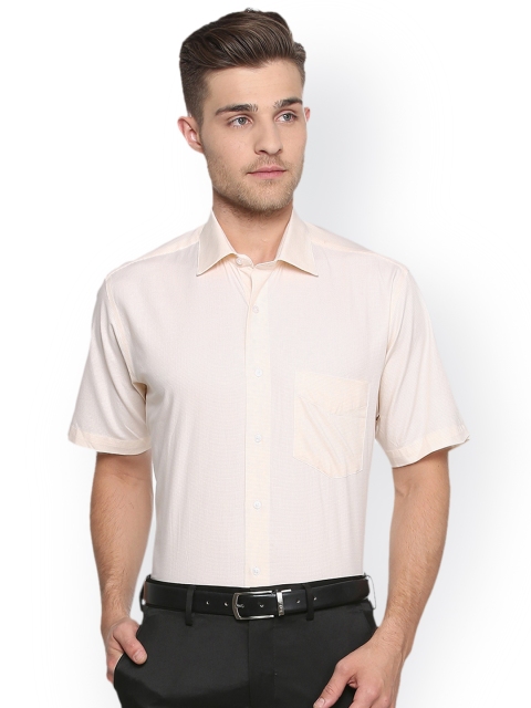 

Van Heusen Men Peach-Coloured Regular Fit Checked Formal Shirt