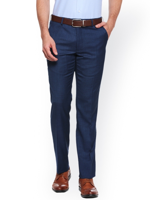 

Van Heusen Men Navy Blue Slim Fit Self Design Formal Trousers